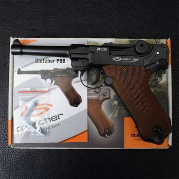 Пистолет пневматический Gletcher P08 Люгер, (4.5mm) Blowback