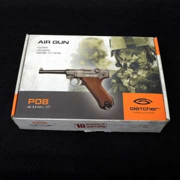 Пистолет пневматический Gletcher P08 Люгер, (4.5mm) Blowback