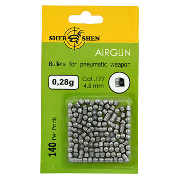 Пули Пневматические Шершень 4.5 мм Вес 0.28 г 140 шт Shershen Свинцовые Пули Для Пневматических Винтовок И Пистолетов В Блистере
