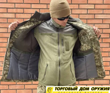 ЗИМОВИЙ БУШЛАТ НА ФЛІСІ І СИНТЕПОНІ В КОЛЬОРІ ПІКСЕЛЬ