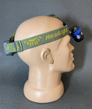 Налобний ліхтар із червоним маячком на потилиці, синій