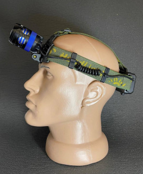 Налобний ліхтар із червоним маячком на потилиці, синій