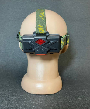 Налобний ліхтар із червоним маячком на потилиці, синій