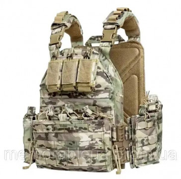 Військова швидкознімна плитоноска YAKEDA з підсумками під 9 ріжків Multicam