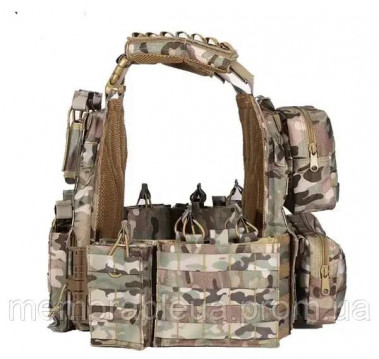 Військова швидкознімна плитоноска YAKEDA з підсумками під 9 ріжків Multicam