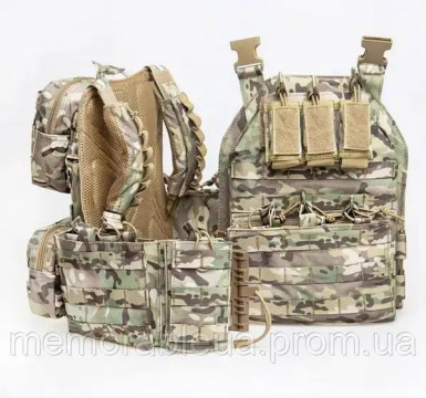 Військова швидкознімна плитоноска YAKEDA з підсумками під 9 ріжків Multicam