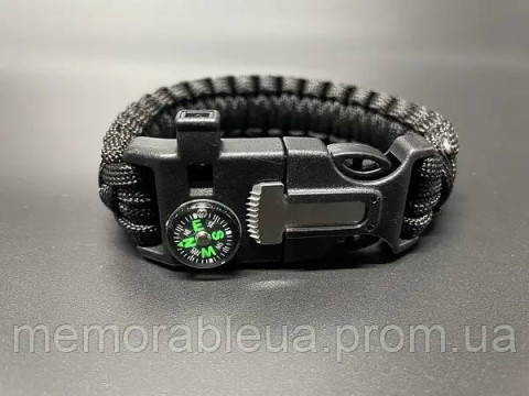 Браслет для виживання із паракорду, чорний