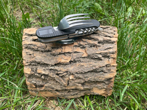 Кишеньковий ніж-мультитул зі столовими приборами 6 в 1, чорний