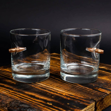 Пара склянок зі справжньою кулею 7.62 мм в подарунковій упаковці