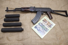Прибор снижения уровня звука выстрела ПСУЗВ–19ТБ.12 кал.7,62 для АКМ (титан)