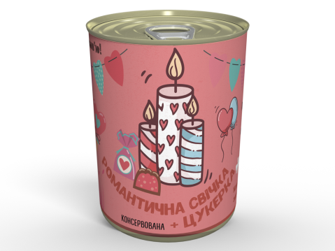 Консервована Романтична Свічка І Цукерка Для 14 Лютого - Аксесуар Для Романтики - Незвичайний Подарунок На День Закоханих