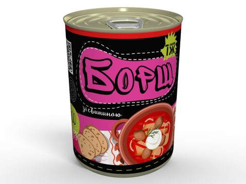 Сублімований Український Борщ зі Свининою Швидкого Приготування Сухий Суп Memorableua Одна Порція 340 мл Консерва З Етикеткою