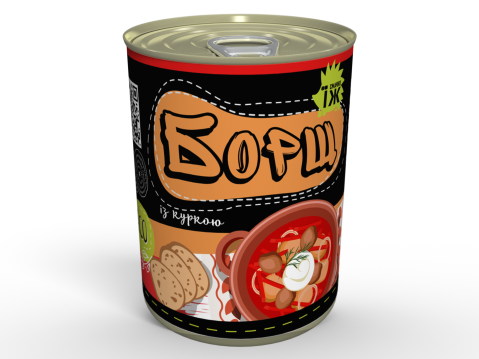 Сублімований Український Борщ з Куркою Швидкого Приготування Сухий Суп Memorableua Одна Порція 340 мл Консерва З Етикеткою