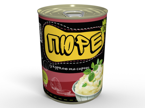 Консерва Сублімоване Картопляне Пюре Із Куркою, Сиром Та Смаженою Цибулькою Швидкого Приготування Memorableua Одна Порція 350 мл