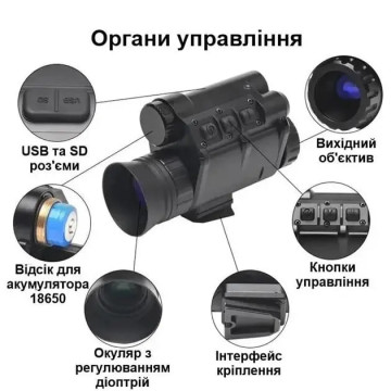 Монокуляр Нічного Бачення NVG30 з 4-x Нічник з Wi-Fi Нічник Монокуляр Дальність 300 м