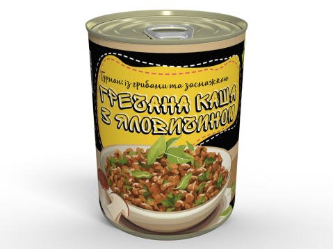 Консерва Гречана Каша Гурман Із Яловичиною Та Білими Грибами