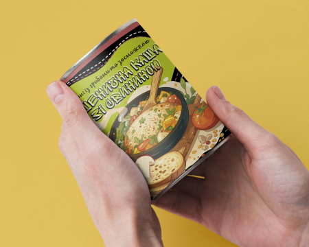 М'ясна Консерва Каша Пшенична Гурман зі Свининою та Білими Грибами - Готова Страва До Вживання, Розігрій Та Їж