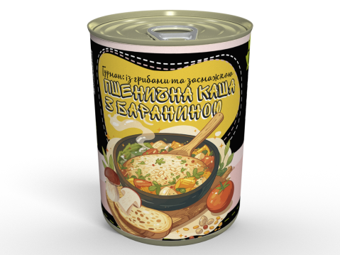 М'ясна Консерва Пшенична Каша Гурман Із Бараниною - Готова Страва До Вживання, Розігрій та Їж