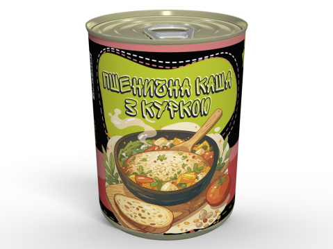 М'ясна Консерва Пшенична Каша Із Куркою - Готова Страва До Вживання, Розігрій та Їж