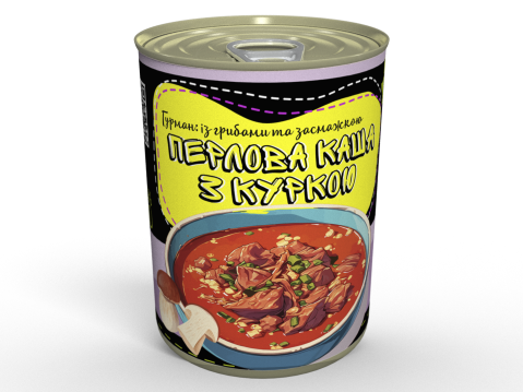 М'ясна Консерва Перлова Каша Гурман із Куркою Та Білими Грибами - Готова Страва До Вживання, Розігрій та Їж