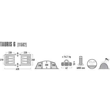 Палатка High Peak Tauris 6 Dark Grey/Green (11562)