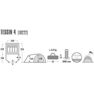Палатка High Peak Tessin 4 Dark Grey/Red (10222)