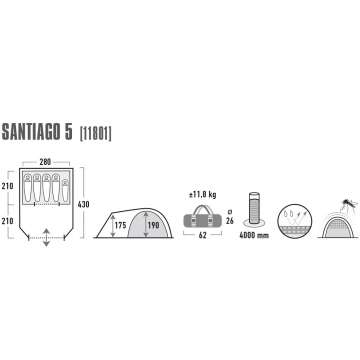 Палатка High Peak Santiago 5 Grey/Blue (11801)