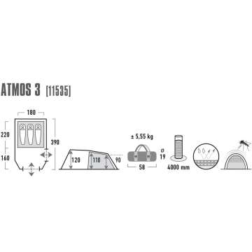 Палатка High Peak Atmos 3 Dark Grey/Green (11535)