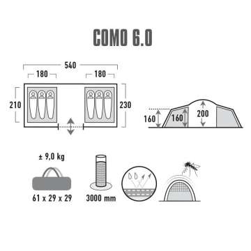 Палатка High Peak Como 6.0 Nimbus Grey (10238)