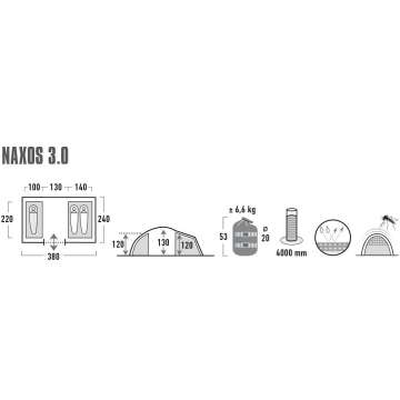 Палатка High Peak Naxos 3.0 Dark Grey/Green (11426)