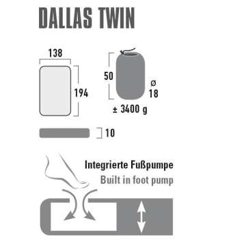 Коврик надувной High Peak Dallas Twin 10 cm Citronelle (41033)