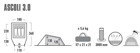 Палатка High Peak Ascoli 3.0 Nimbus Grey