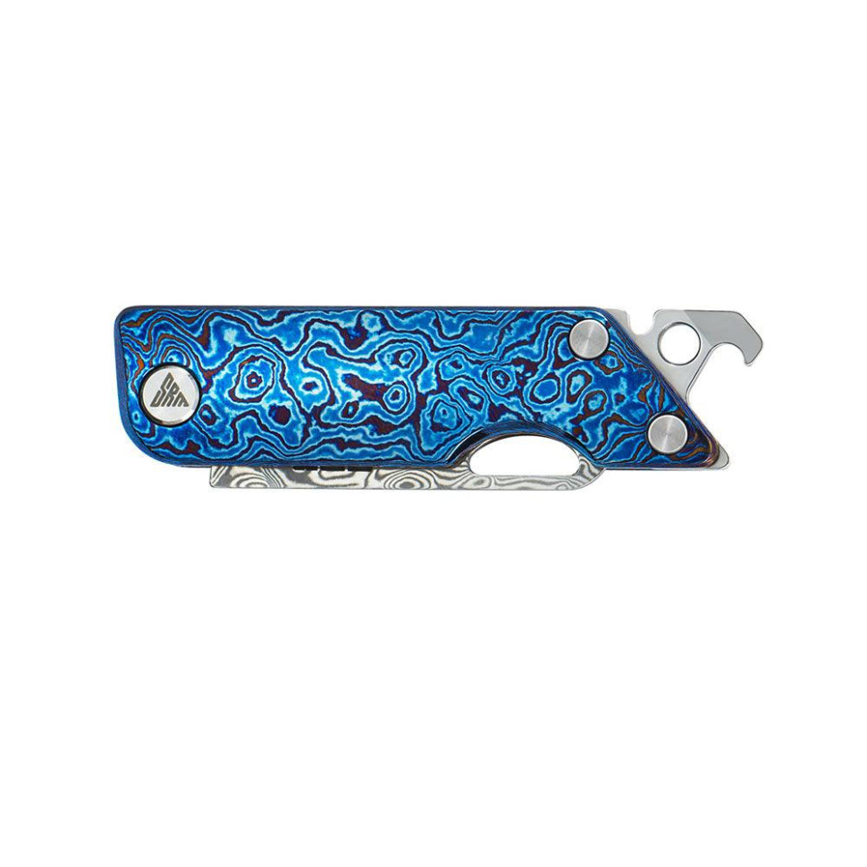 Ніж складаний кишеньковий SRM 6435, (4.1 см) Damascus / Titanium блакитний
