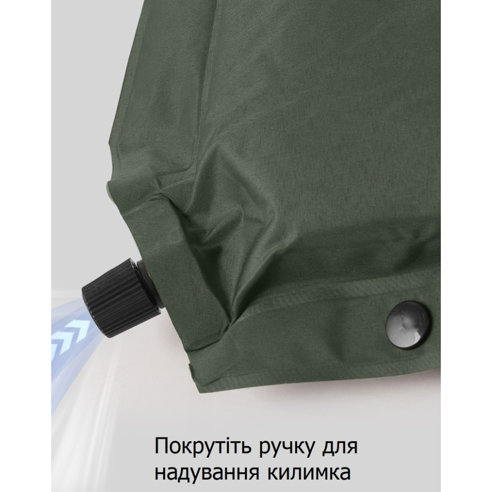 Матрац ортопедичний самонадувний одномісний  Naturehike CNK2450WS020, 200х63х10 см, темно-зелений