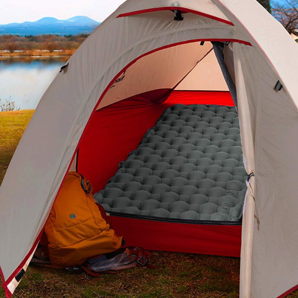 Матрац туристичний надувний одномісний Naturehike FC-10 NH19Z001-P, 195х59х65 мм, графітовий для кемпінгу