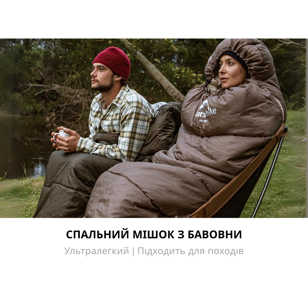 Спальник з капюшоном Naturehike U150 NH20MSD07, (11°C), лівий, коричневий