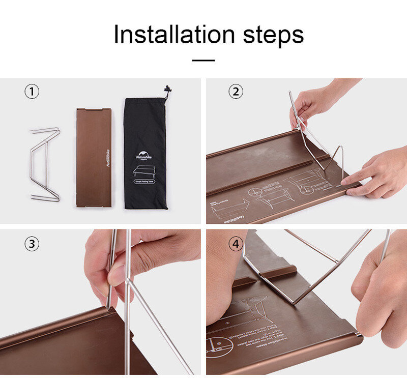 Стіл розкладний алюмінієвий для пікніку Naturehike NH17Z001-L, 34х25 см, сірий