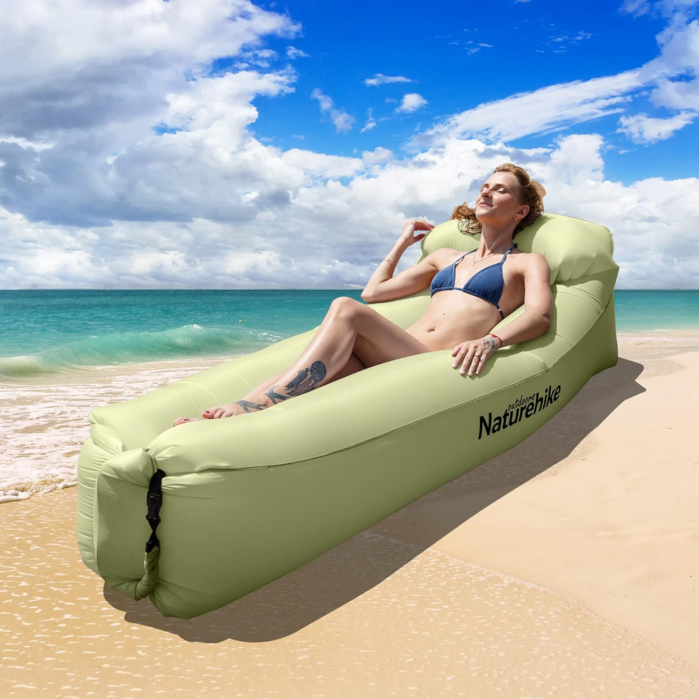Матрац, ламзак надувний Naturehike NH20FCD06, 180х70х52 см, оливковий, має чохол-рюкзак