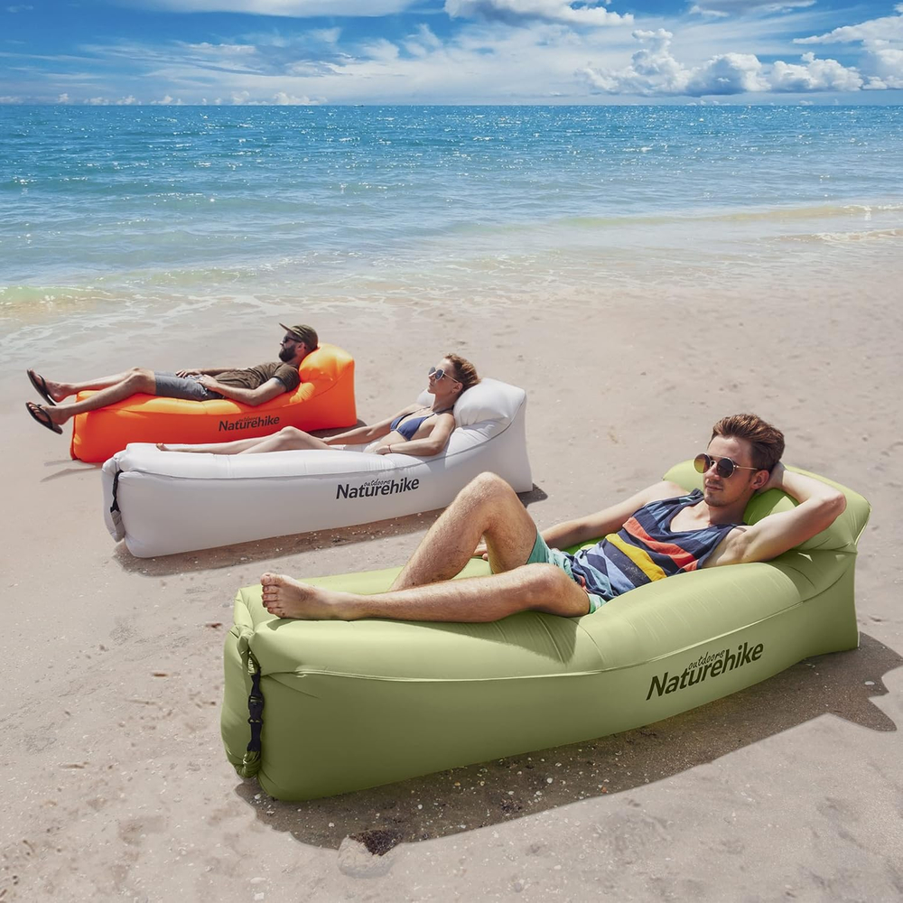 Матрац, ламзак надувний Naturehike NH20FCD06, 180х70х52 см, оливковий, має чохол-рюкзак