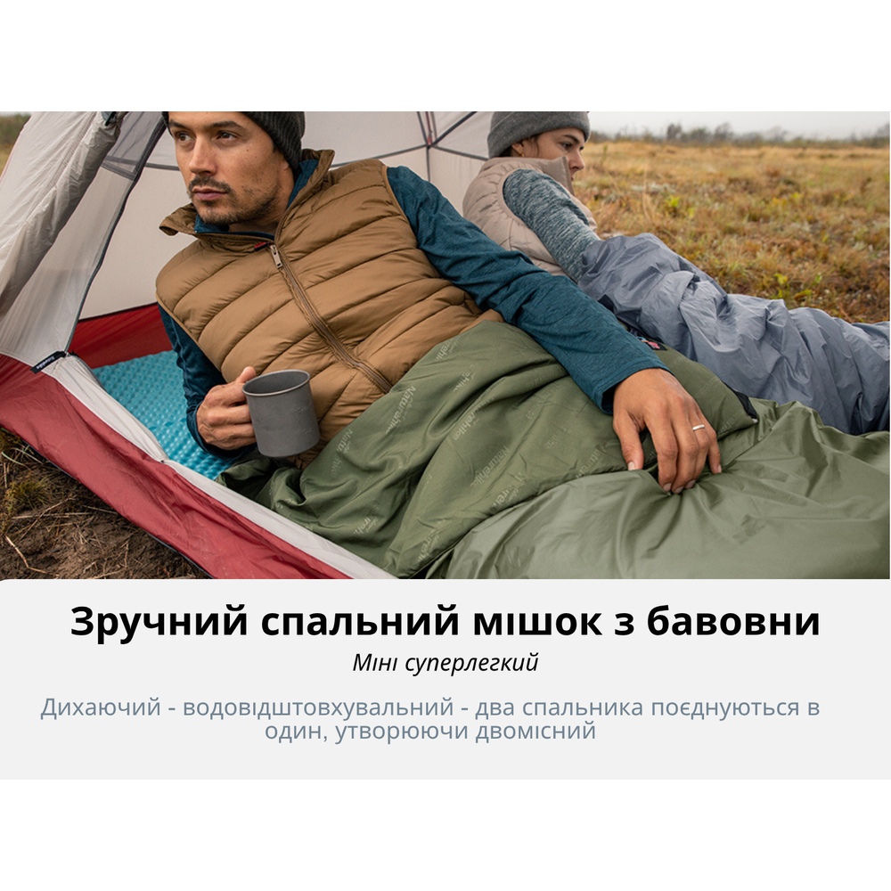 Спальник надлегкий Naturehike Summer LW180 NH21MSD09 правий, (15°C), p-p XL, зелений