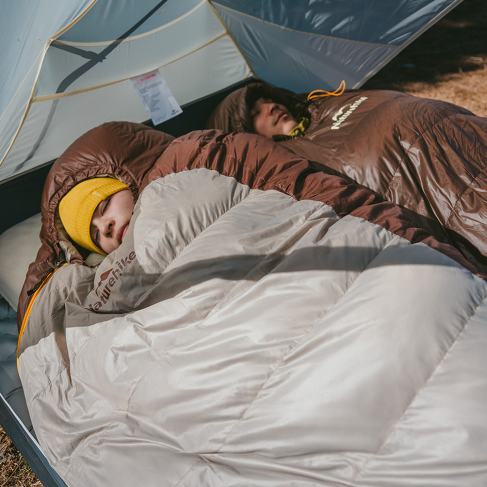 Спальник з натуральним пухом Naturehike Snowbird CNK2550WS014, p-р L, коричневий 400 г