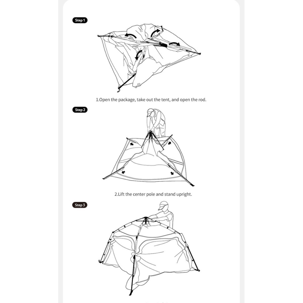 Намет тримісний автоматичний із тентом Naturehike Ango CNK2550WS010, S, сірий