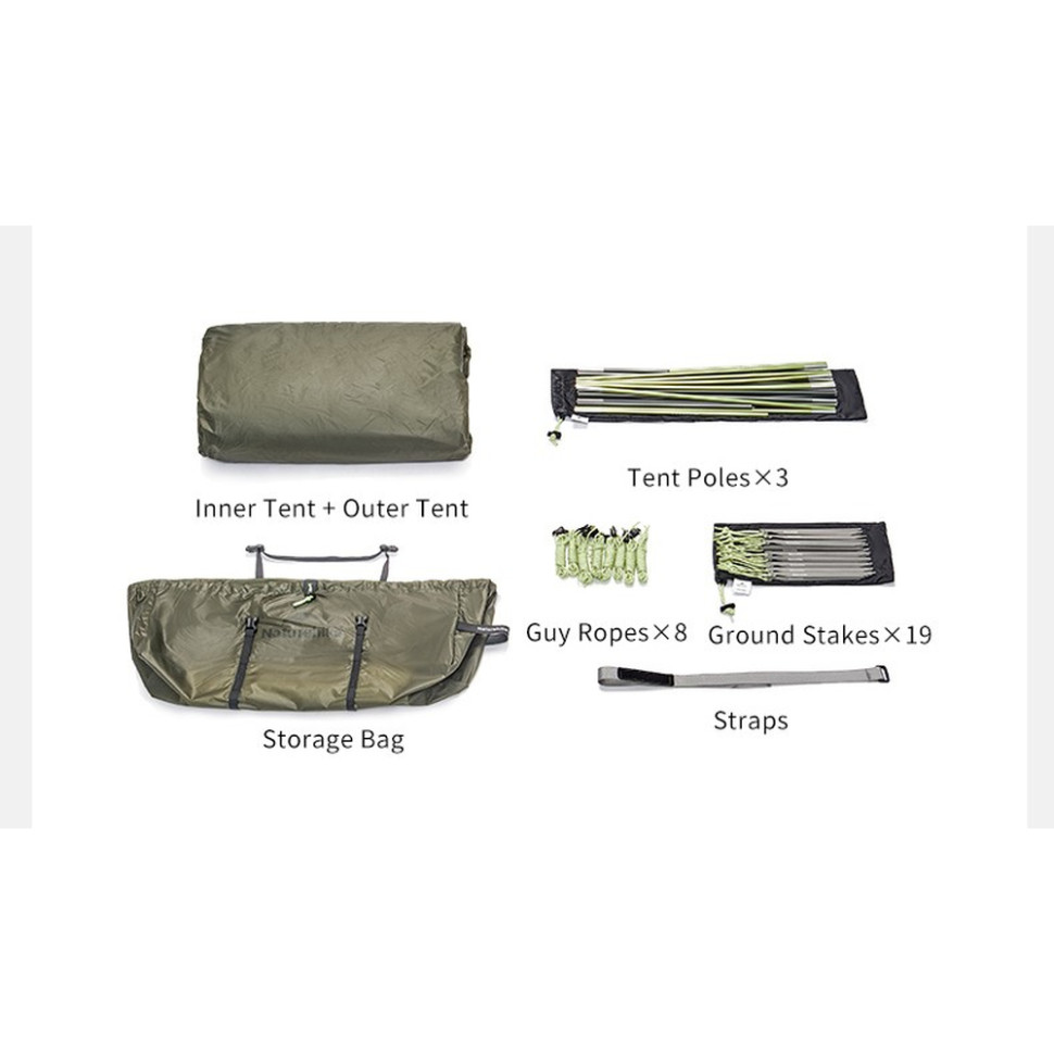 Намет тримісний Naturehike Opalus, UL, CNK2450WS036, темно-зелений