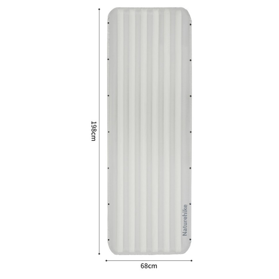 Матрац туристичний надувний одномісний  Naturehike CNK2450WS035, 198х68х9.5 см, білий із вбудованою помпою для надування