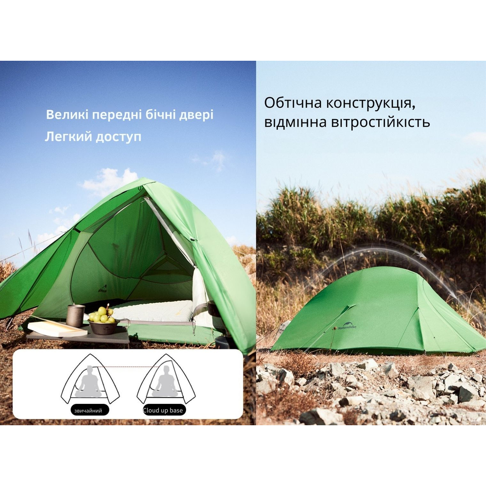 Намет надлегкий одномісний Naturehike Cloud Up Base 1 CNK2450WS032, зелений