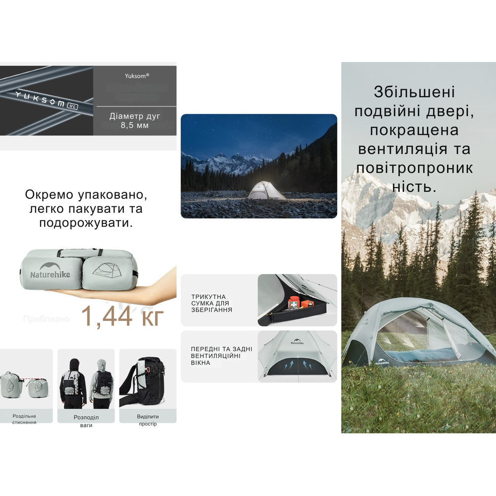 Намет двомісний ультралегкий Naturehike Star River UL CNK2450WS022, коричневий