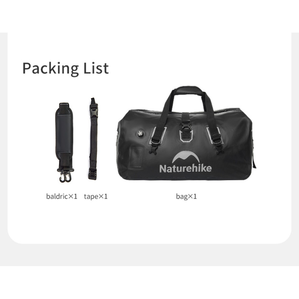 Водонепроникна дорожня сумка Naturehike CNK2450XB015, 60 л, чорна