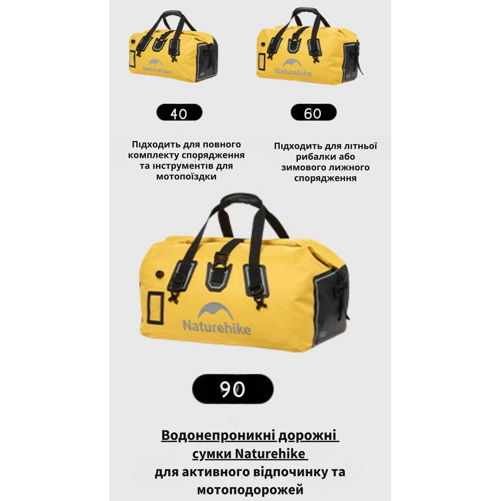 Водонепроникна дорожня сумка Naturehike CNK2450XB015, 60 л, чорна