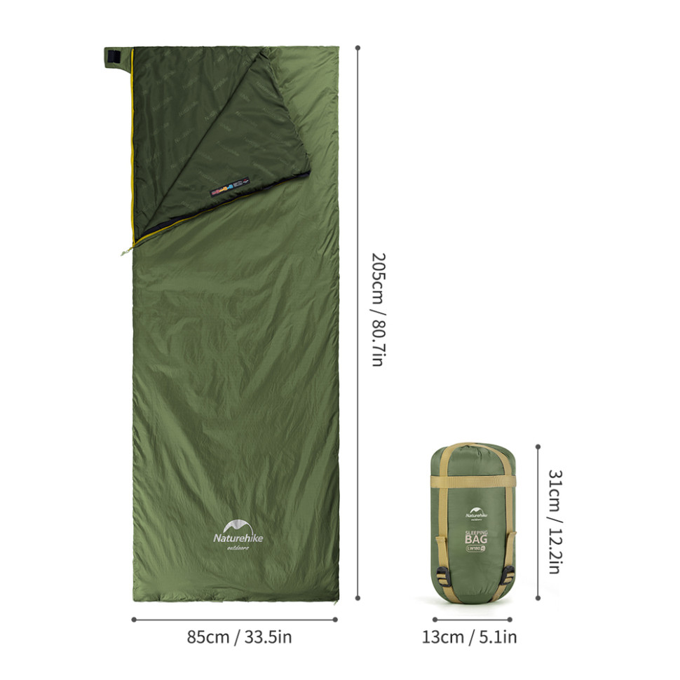 Спальний мішок Naturehike LW180 Mini NH21MSD04, лівий, XL, темно-зелений