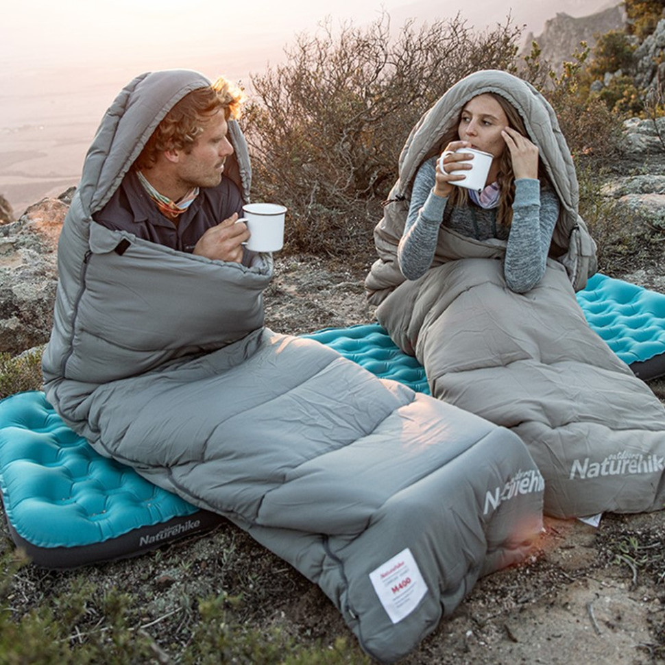 Спальний мішок з капюшоном Naturehike M300 NH20MSD02, зелений, правий